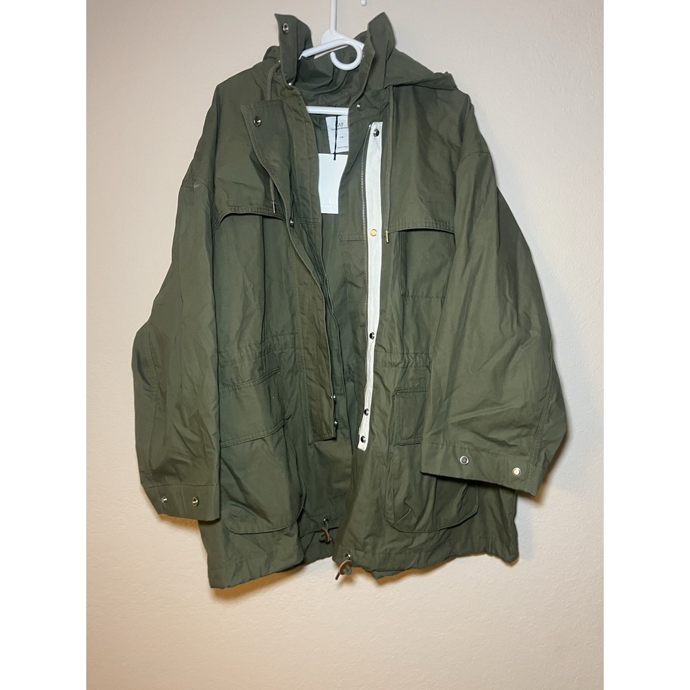 NEW GAP x VICTORIA BECKHAM L/XL PARKA JACKET 100% COTTON green full zip utility